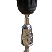 The 19mm Socket & Drill Adaptor – Each is shown attached to a power drill, perfect for easily tightening or loosening nuts, bolts, or Outback Tracks peg systems. Displayed in a close-up against a plain white background.