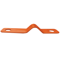 The Anchor Plate Kit for Barrel Awnings – Each features an orange, flat metal bracket with a raised center and holes at each end for mounting or securing an awning leg. The bracket has a bent, zigzag shape when viewed from the side.