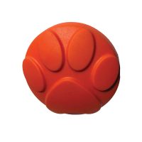 Ground Puppy® Caps – 4 Pack: round orange balls featuring raised animal paw print shapes on their surface.